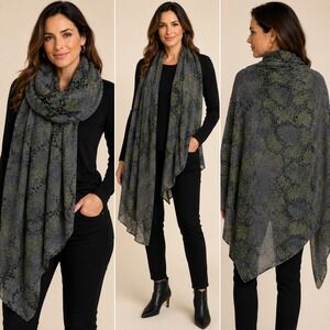 Diva by Rachel Pappo Vintage Scarf Wrap 56x41 Snakeskin Animal Print Made Israel